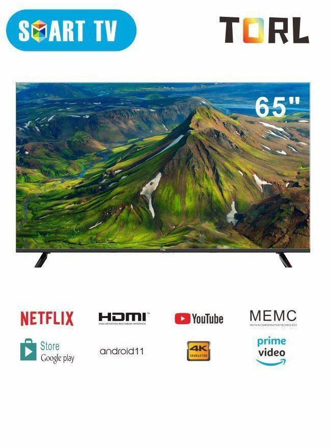 Téléviseur TORL 65" Smart Android Frameless - 4K UHD, Android 11, DVB-T2