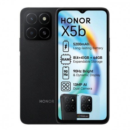 Honor X5b – 64 Go de Mémoire – 4 Go de RAM – Batterie 5200 mAh – Écran 6,56" – Double SIM – Caméra 13 MP