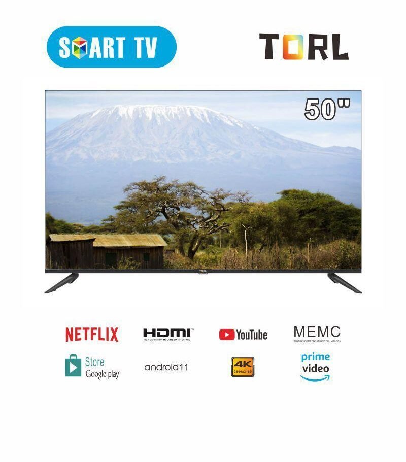 Téléviseur TORL 50" Smart Android 4K – Frameless, UHD, Android 11, DVB-T2
