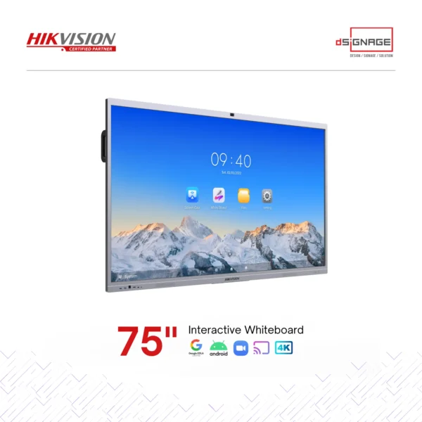 Écran interactif Hikvision DS-D5C75RB/B 75 pouces 4K Android 13
