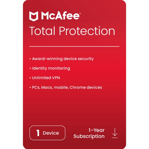 McAfee Total Protection 2024 – 1 an / 1 appareil