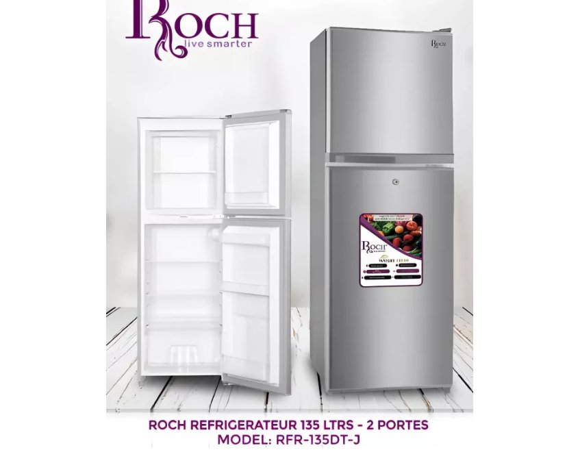 Réfrigérateur Roch 2 portes 135 litres Gris RFR135DTJ