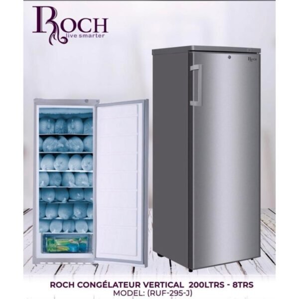 Congélateur Roch Vertical 8 tiroirs Plaque Aluminium Gris RUF295J