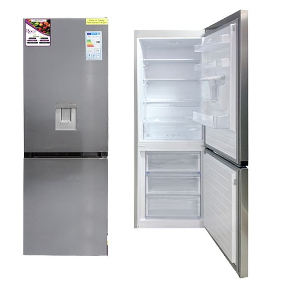 Réfrigérateur Roch Combiné 3 tiroirs 360 litres Avec Fontaine Gris 360BDB